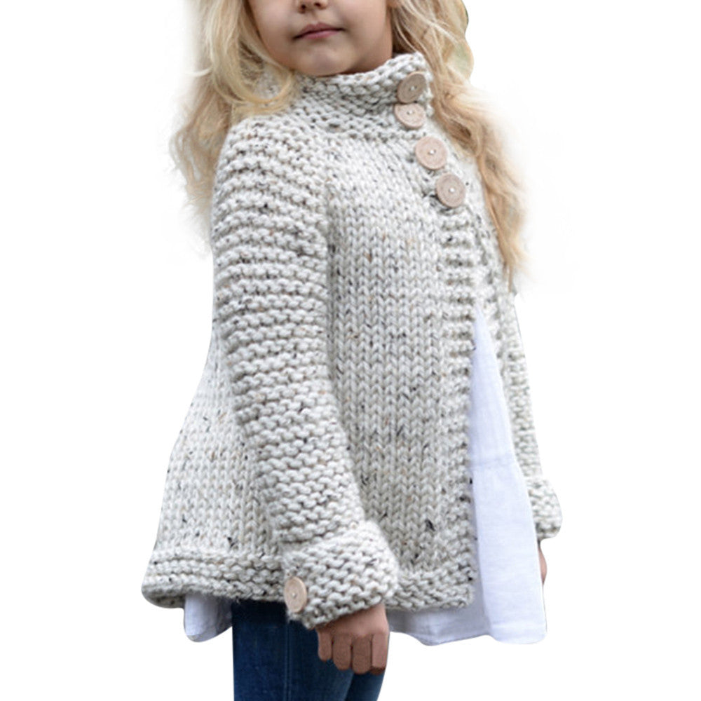 Button Knitted Sweater For Girls