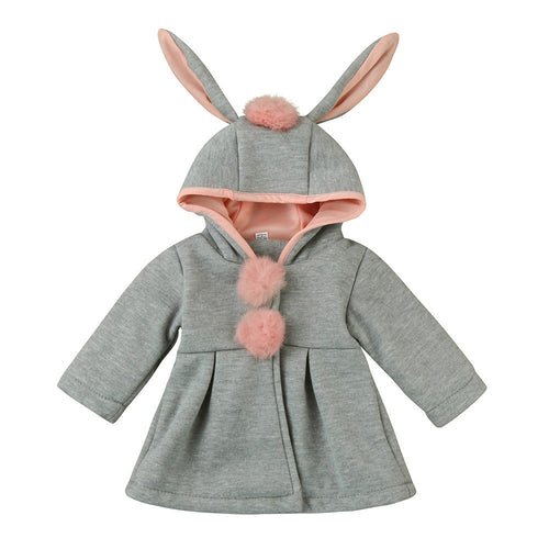 Bunny Ears Hooded Coat For Girls