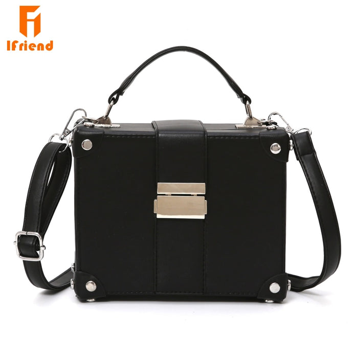 Fashion Box Shape Leather Shoulder Bag with Buckle